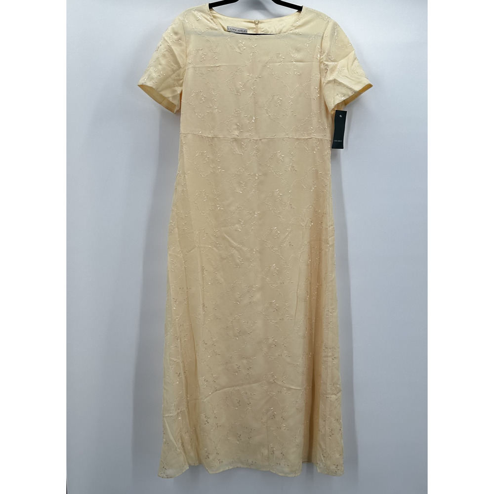 Vintage Laura Ashley Dress Womens 10 Embroidered Maxi Formal NWT Elegant